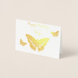 Dorée Carte Gold Happy Birthday Wife Foil Card