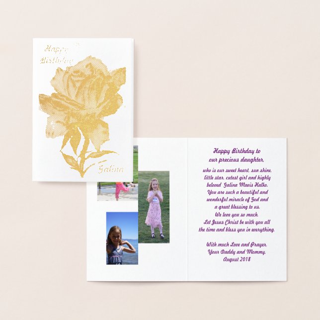 Dorée Carte Gold Rose Foil, Standard (5 pouces x 7 pouce (Affichage)