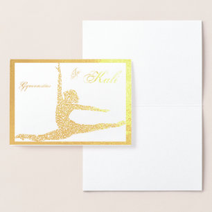 Dorée Carte gymnastique personnalisée avec feuille d'alu