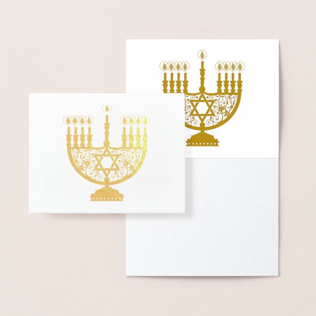 Dorée Carte HAPPY HANOUKKA Gold Foil (Affichage)