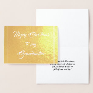 Dorée Carte "Joyeux Noël à ma grand-mère"
