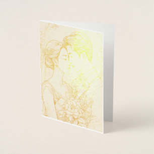 Dorée Carte Mariage Foil personnalisée