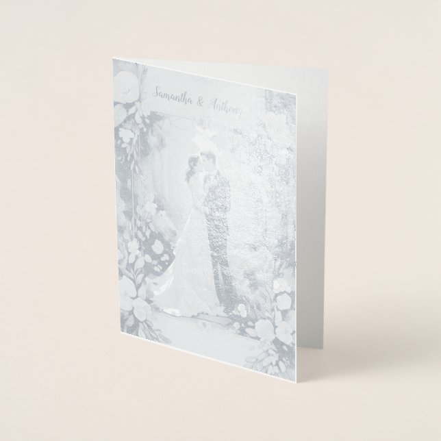 Dorée Carte Mariage Foil personnalisée (Devant)