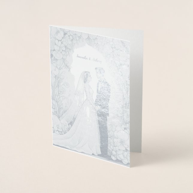 Dorée Carte Mariage Foil personnalisée (Devant)