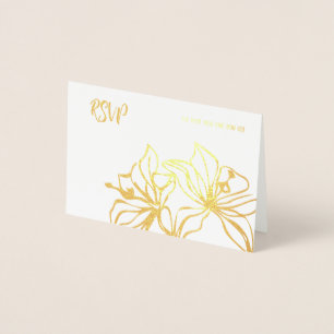 Dorée Carte mariage RSVP feuille de golf fleurs de lys