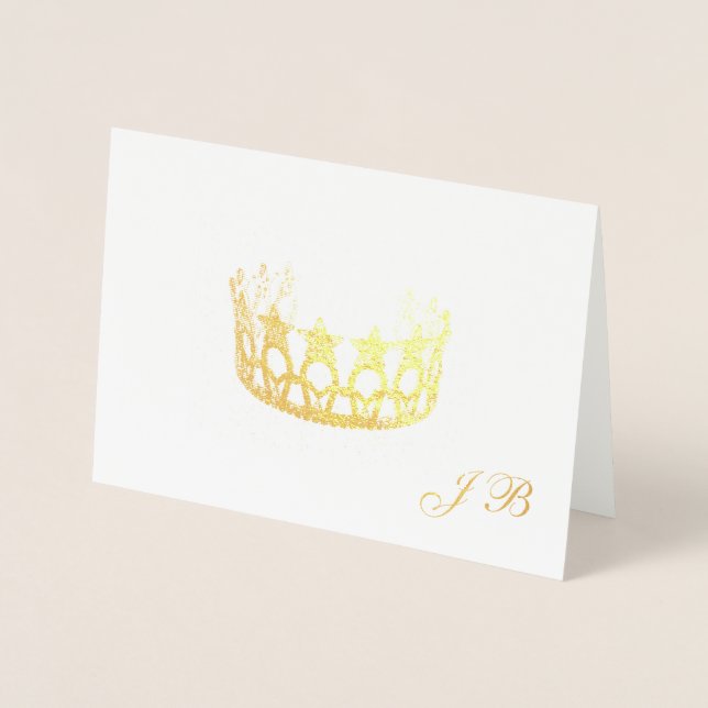 Dorée Carte Miss USA Style Gold Foil Crown & Monogram (Devant)
