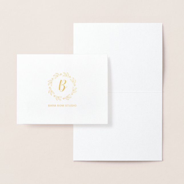 Dorée Carte moderne monogramme, carte de logo en feuille (Affichage)