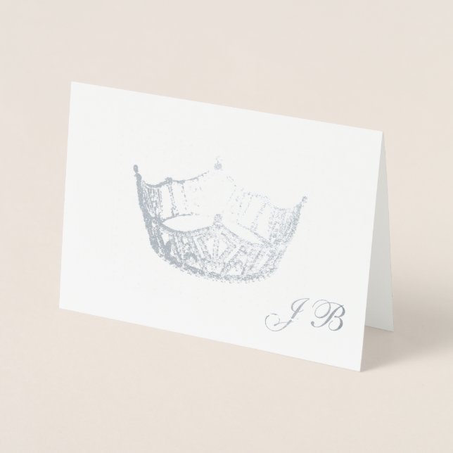 Dorée Carte Monogramme Miss America Style Silver Foil Cr (Devant)