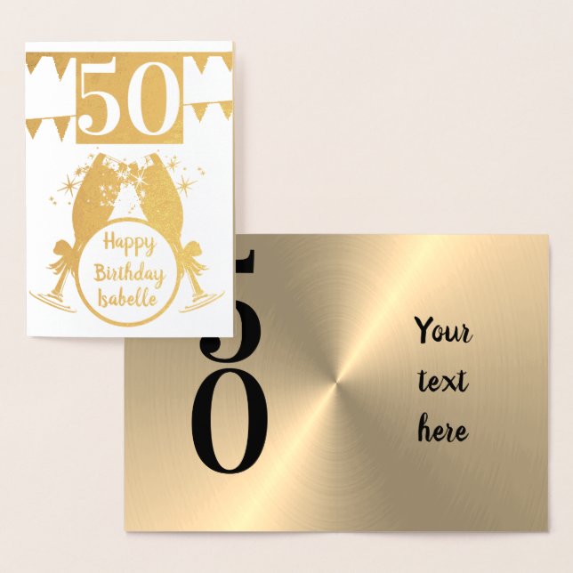 Dorée Carte personnalisée Gold 50e anniversaire (Affichage)
