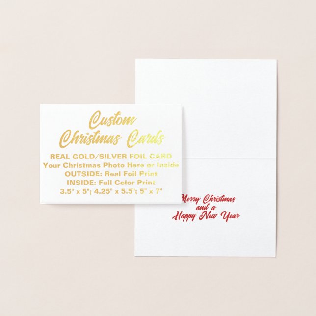 Dorée Carte personnalisée MINI REAL FOIL CHRISTMAS (Affichage)