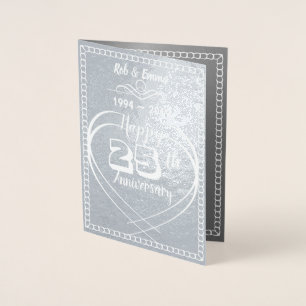 Dorée Carte personnalisée pour le 25e anniversaire d'arg