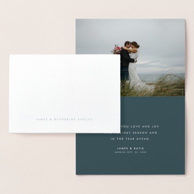 Dorée Carte photo de Noël Mr & Mrs. (Affichage)