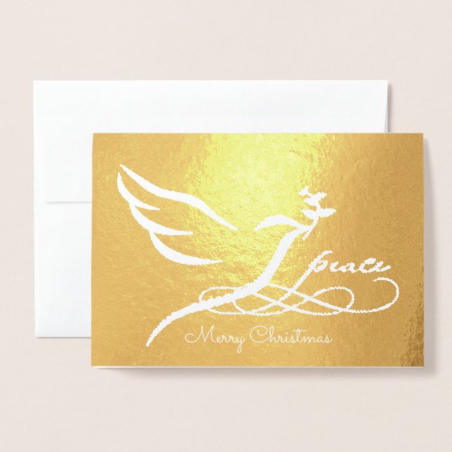 Dorée Carte photo Gold Foil Peace Dove (Devant avec enveloppe)