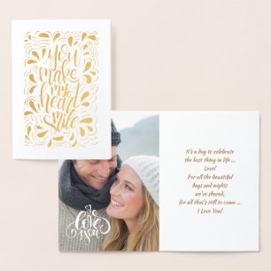 Dorée Carte photo Heureuse Sainte-Valentin de luxe Real