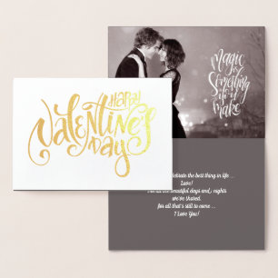Dorée Carte photo Heureuse Sainte-Valentin de luxe Real