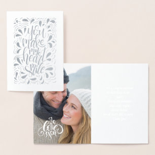 Dorée Carte photo Heureuse Sainte-Valentin de luxe Real 