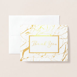 Dorée Carte pliée en Merci de marbre blanc et or