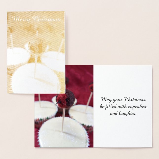 Dorée Carte Robin Cupcakes Christmas Foil (Affichage)
