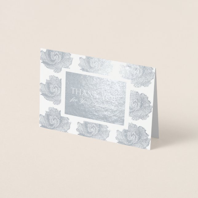 Dorée Carte Rose Argent Tapestry Sympathy Merci Foil (Devant)