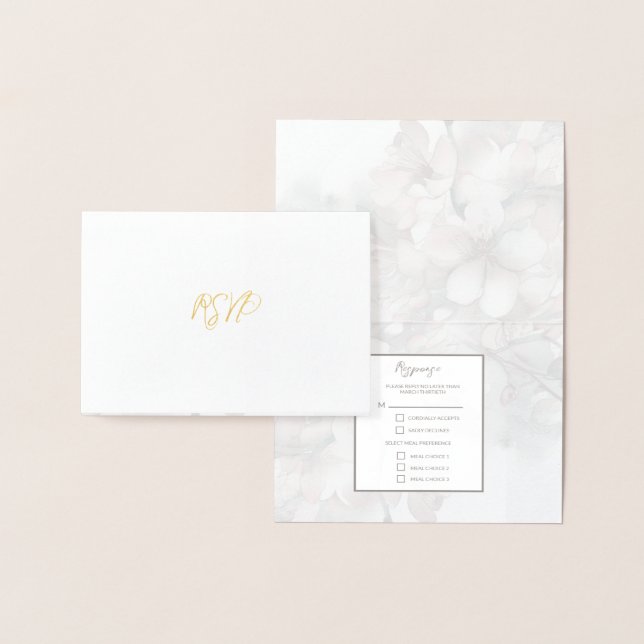 Dorée Carte RSVP mariage Foil Cherry Blossom (Affichage)