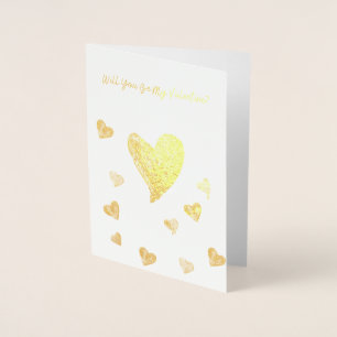 Dorée Carte "Seras-tu ma Saint-Valentin ?" en feuille d'