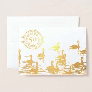 Dorée Carte Swan 50e anniversaire mariage d'or