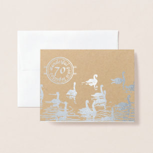 Dorée Carte Swan 70e anniversaire de mariage en platine