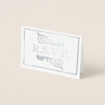 Carte vintage Argent Argent Gris RSVP Foil