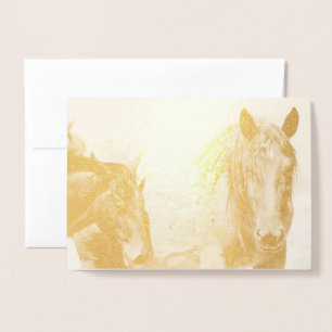 Dorée CHEVAUX SAUVAGES DE L'UTAH MARE ET CARTE FOAL Foil