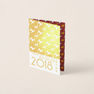 Dorée Chien d'or Année Chiens Motif mini carte d'huile
