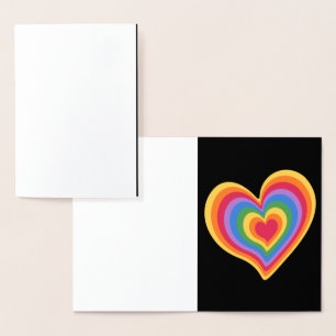 Dorée Coeur arc en ciel. Carte d'amour gay Pride