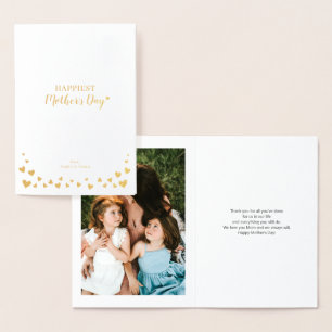 Dorée Cœurs Dorés Bonne Fête des Mères Carte Photo à F