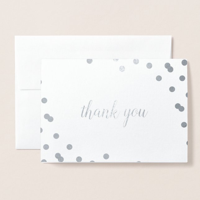 Dorée Confetti Dot Carte de remerciements blanc à huile  (Devant avec enveloppe)
