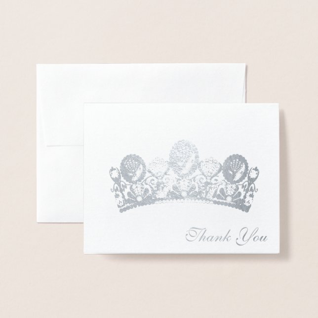 Dorée Couronne carte de remerciements (Devant avec enveloppe)