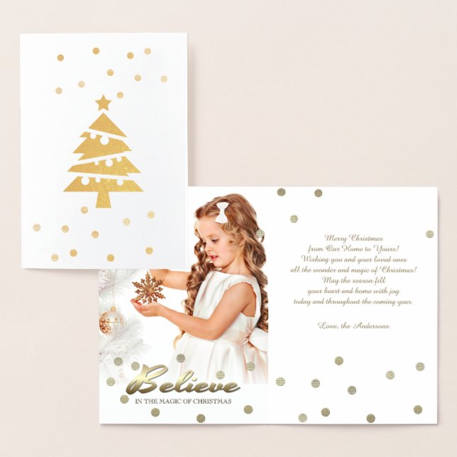 Dorée Crois. Véritable Foil Carte photo personnalisé de  (Affichage)