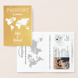 Dorée Destination mariage Passport Carte du monde JAMAIC