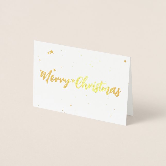 Dorée Elégante carte de fiole de Noël Joyeux Or (Devant)