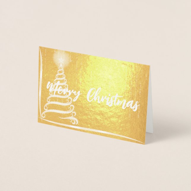 Dorée Elégante carte de fiole de Noël Joyeux Or (Devant)