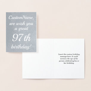 Dorée Elégante carte de voeux pour 97e anniversaire Silv