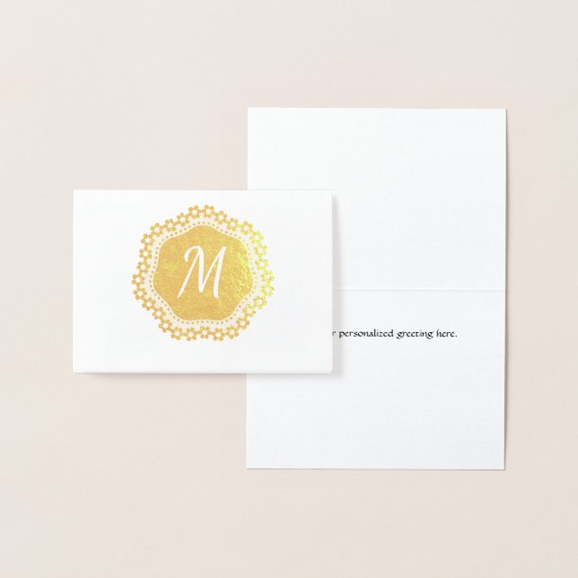 Dorée Elégante carte Monogramme Gold Foil (Affichage)