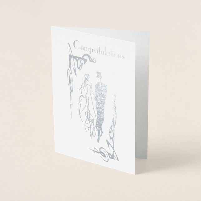 Dorée Félicitations du jour de mariage Carte de voeux (Devant)