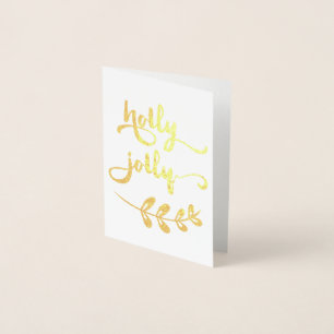 Dorée Feuille d'or Holly Jolly Carte pour notes de Noël