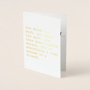 Dorée Fiche amusante Carte d'aide d'État