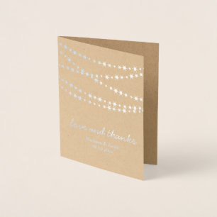 Dorée Foil argenté Twinkle lumières sur Carte de remerci