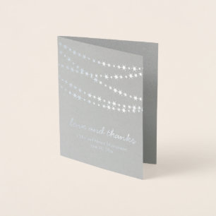 Dorée Foil argenté Twinkles lumières sur Carte de remerc