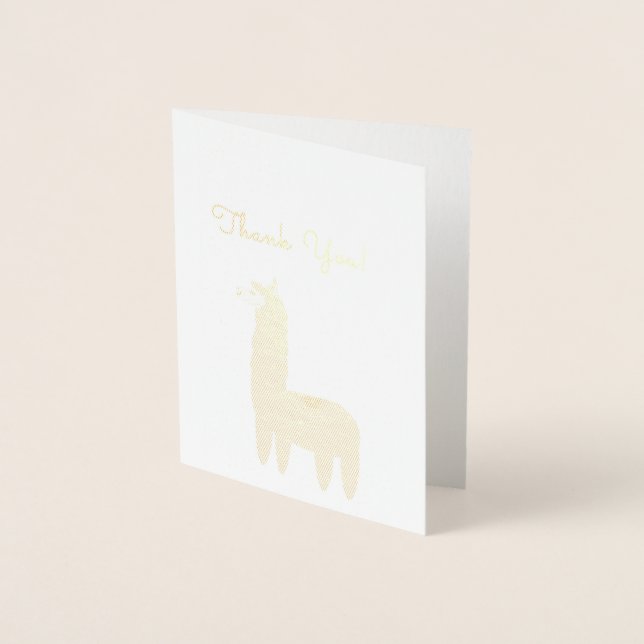 Dorée Foil Llama Carte de remerciements (Devant)