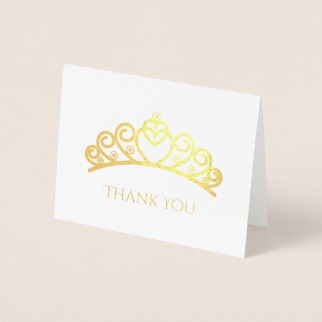 Dorée Foil Tiara Carte de remerciements (Devant)