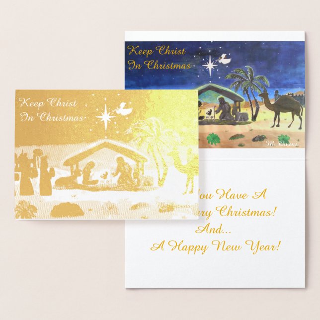 Dorée Garder Christ dans la carte à huile de Noël (Affichage)
