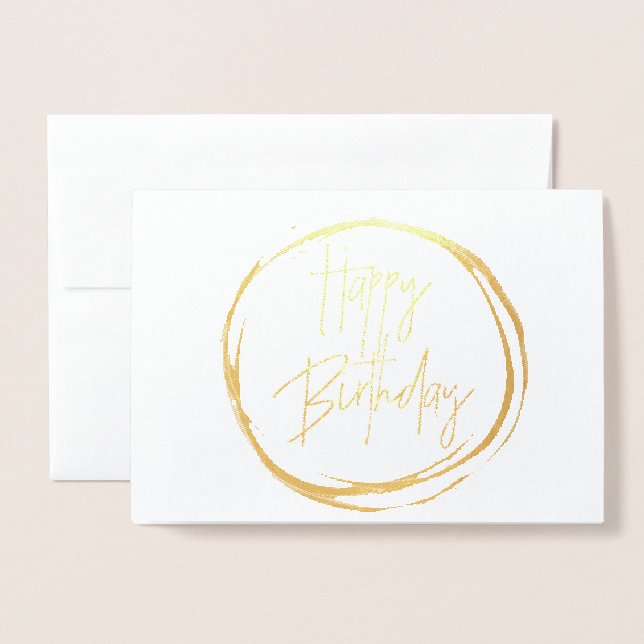 Dorée Gold Foil Bonne carte d'anniversaire (Devant avec enveloppe)