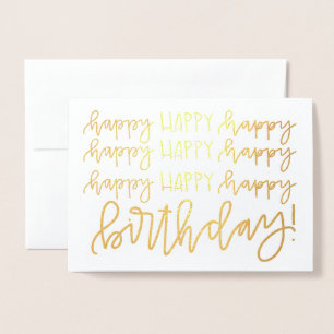 Dorée Gold Foil Calligraphie Bonne carte d'anniversaire
